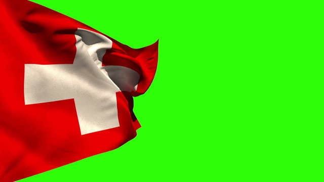 Large swiss national flag blowing