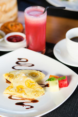 Balinese banana pancake and watermelon juice
