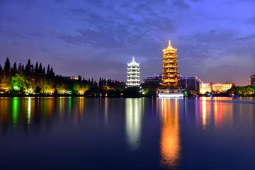 Foto op Canvas Pagodas in Fir Lake in downtown Guilin © bruceau
