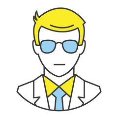 Vector Flat Line Design Concept Man in Business Suit Icon