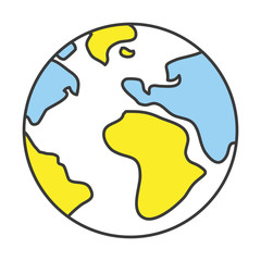 Vector Flat Line Design Concept Planet Earth Icon