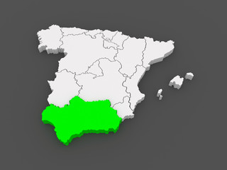 Map of Andalusia. Spain.