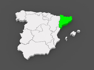 Map of Catalonia. Spain.