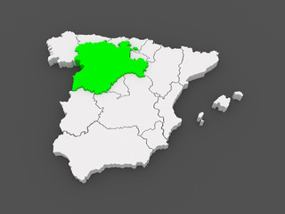 Map of Castile and Leon. Spain