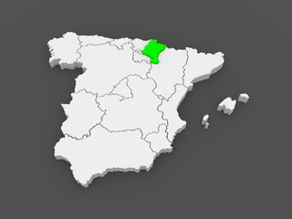 Map of Navarre. Spain.
