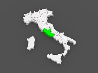 Map of Lazio. Italy.