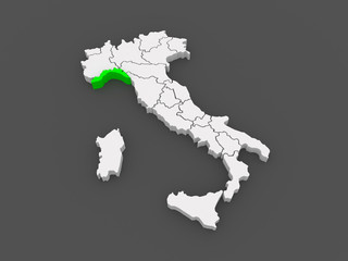 Map of Liguria. Italy.