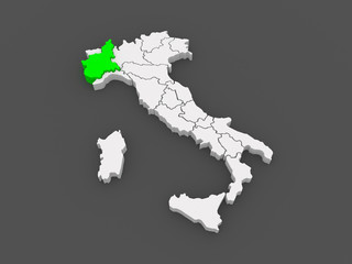 Map of Piedmont. Italy.