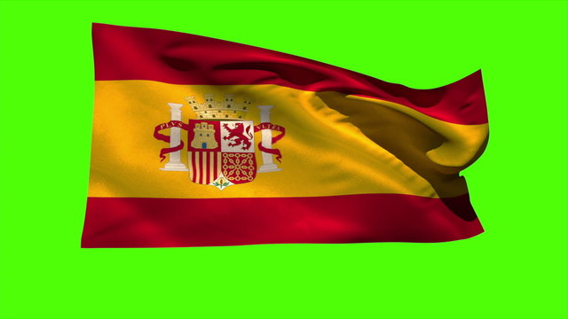 Spain national flag blowing in the breeze