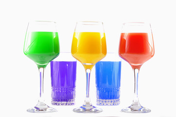 Colored glasses with drinks
