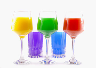 Colored glasses with drinks