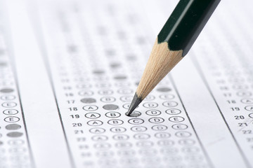Multiple choice examination form with pencil
