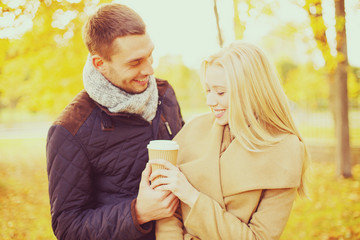 romantic couple in the autumn park