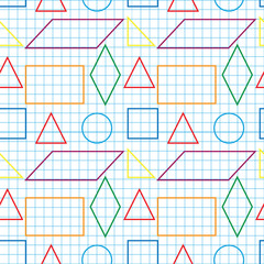 Seamless pattern with outlines of geomertical shapes