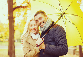 romantic couple in the autumn park