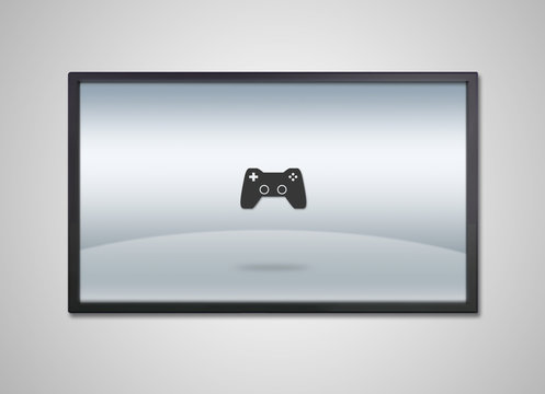 TV display with entertainment game icon