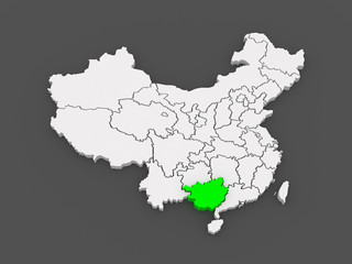 Map of Guangxi Zhuang Autonomous Region. China.