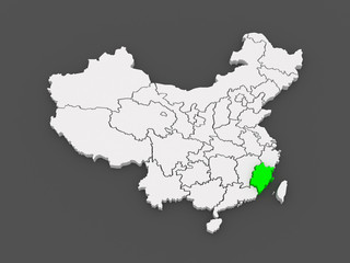 Map of Fujian. China.