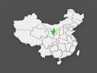 Map of Ningxia Hui Autonomous Region. China.