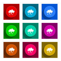 storm flat icon vector set