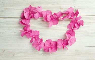 heart made of hydrangea flower