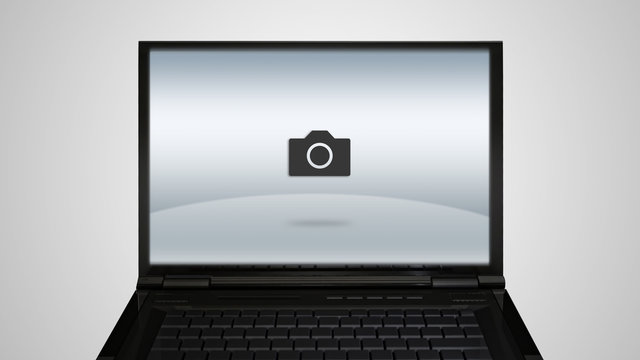 laptop monitor display with photo icon