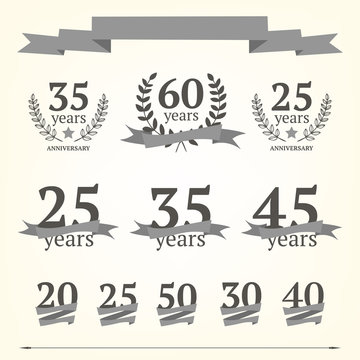 Vector set of anniversary signs