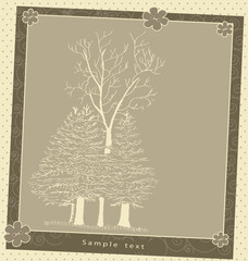 Vintage greeting card plant composition vector pattern