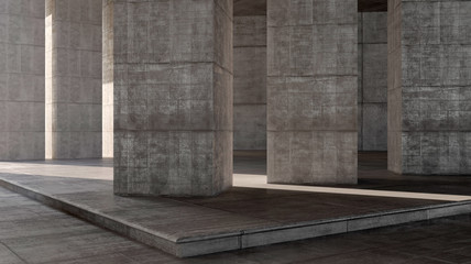dark blank interior scene concrete wall