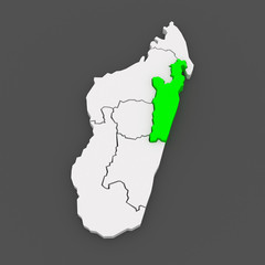 Map of Toamasina. Madagascar.
