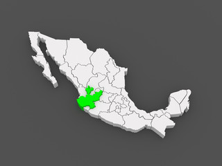 Map of Jalisco. Mexico.