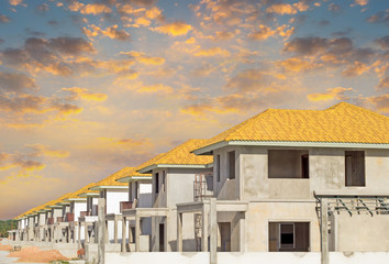 Housing subdivision or housing development. Also call tract housing consist of house and...