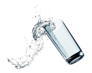 Glass splashing water