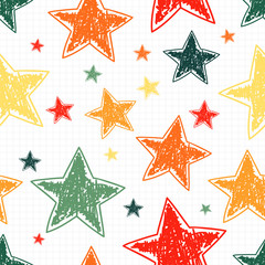 Hand drawn stars seamless pattern