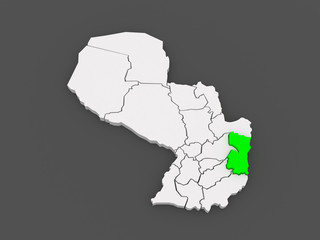 Map of Alto Parana. Paraguay.
