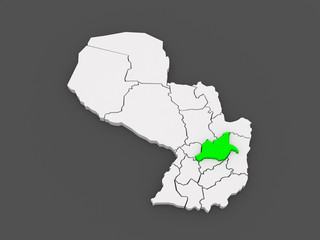 Map of Caaguazu. Paraguay.