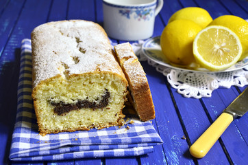Lemon cake with poppy seed.
