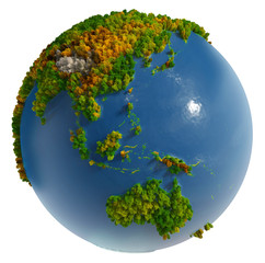 Globe with fur continents