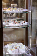 Tasty desserts in pastry shop