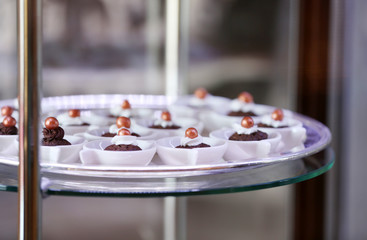 Tasty cupcakes in pastry shop