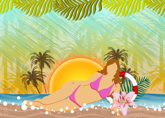 Fototapeta na wymiar Beach party or summer holiday background
