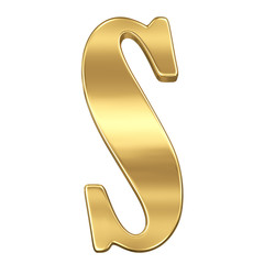 Letter S from gold solid alphabet.