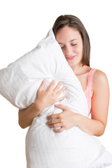 Woman Holding Pillow