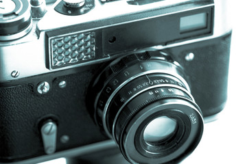 Fototapeta na wymiar Old camera isolated on the white background.