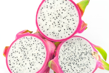 Pink dragon fruit Isolated on white background