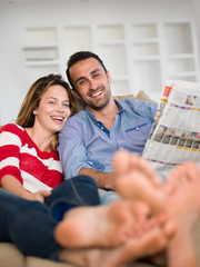 relaxed young couple at home