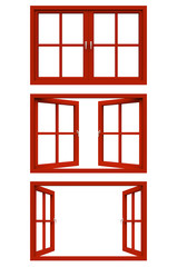 red window frame