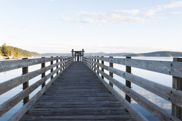 Fototapeta na wymiar Wooden Walkway in Orcas Island Harbor