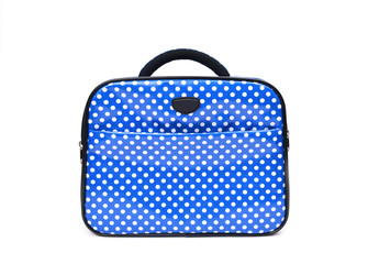 handle blue travel bag isolated