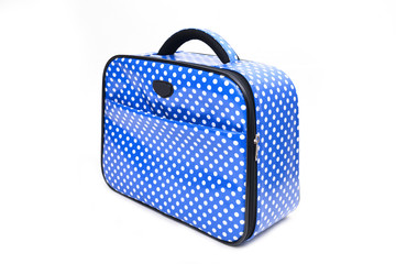 handle blue travel bag isolated